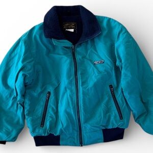 Vintage 90s Eddie Bauer Bomber Jacket Mens Medium Vibrant Blue USA Made